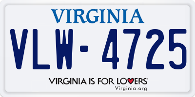 VA license plate VLW4725