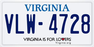 VA license plate VLW4728