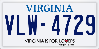 VA license plate VLW4729