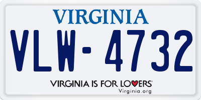 VA license plate VLW4732