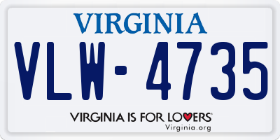 VA license plate VLW4735