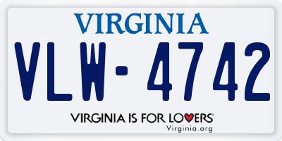 VA license plate VLW4742