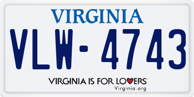 VA license plate VLW4743