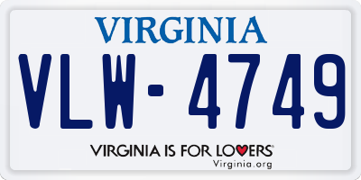 VA license plate VLW4749