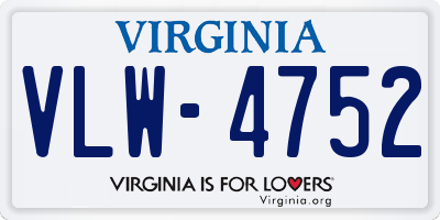 VA license plate VLW4752