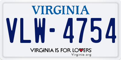 VA license plate VLW4754