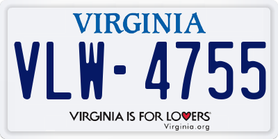 VA license plate VLW4755