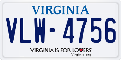 VA license plate VLW4756