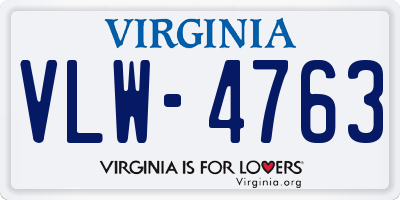 VA license plate VLW4763