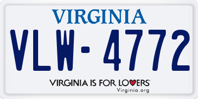 VA license plate VLW4772