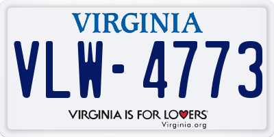 VA license plate VLW4773