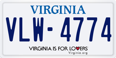 VA license plate VLW4774