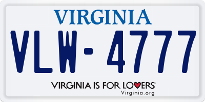 VA license plate VLW4777