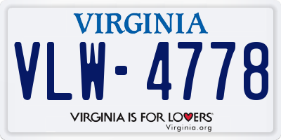 VA license plate VLW4778