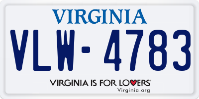 VA license plate VLW4783