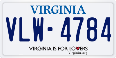 VA license plate VLW4784