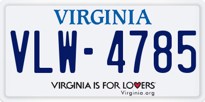 VA license plate VLW4785