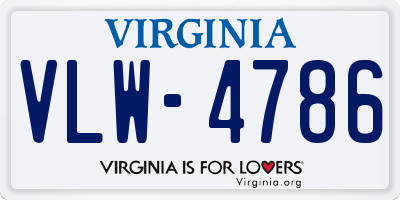 VA license plate VLW4786