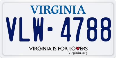 VA license plate VLW4788