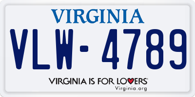 VA license plate VLW4789