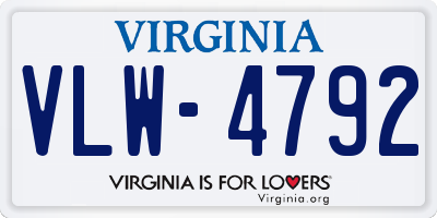 VA license plate VLW4792