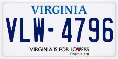 VA license plate VLW4796