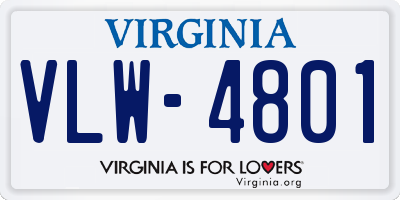 VA license plate VLW4801