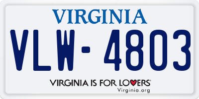 VA license plate VLW4803