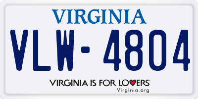 VA license plate VLW4804