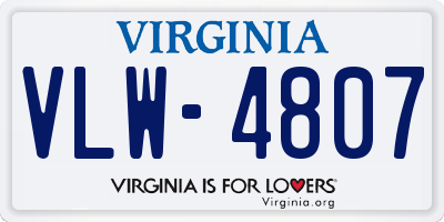 VA license plate VLW4807