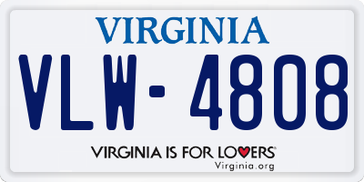 VA license plate VLW4808