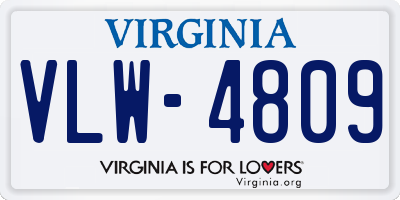 VA license plate VLW4809