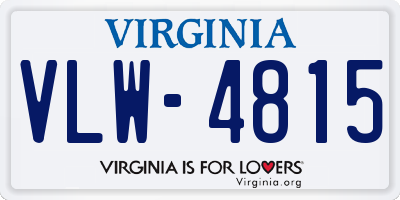 VA license plate VLW4815