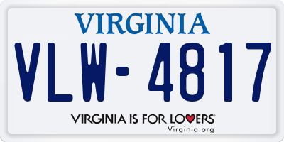 VA license plate VLW4817