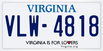 VA license plate VLW4818