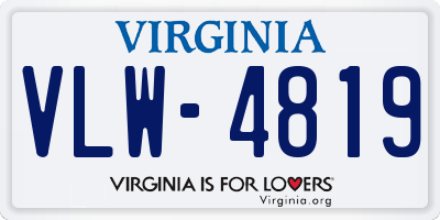 VA license plate VLW4819