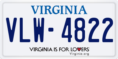 VA license plate VLW4822