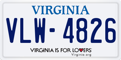 VA license plate VLW4826