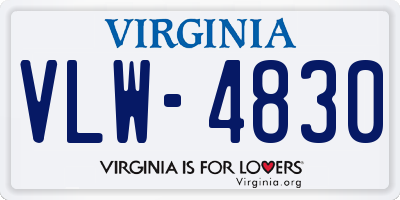 VA license plate VLW4830