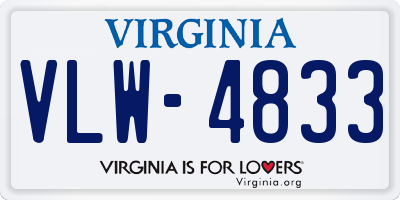 VA license plate VLW4833