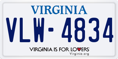 VA license plate VLW4834