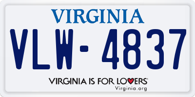 VA license plate VLW4837