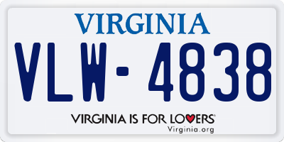 VA license plate VLW4838