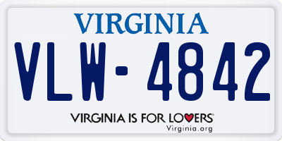 VA license plate VLW4842