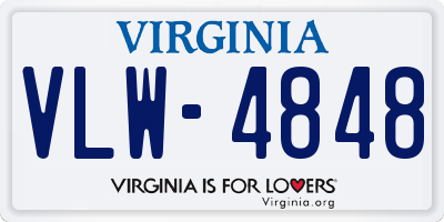 VA license plate VLW4848