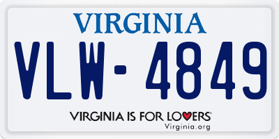 VA license plate VLW4849