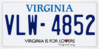 VA license plate VLW4852