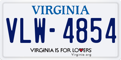 VA license plate VLW4854