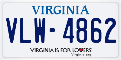 VA license plate VLW4862