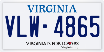 VA license plate VLW4865